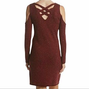 Philosophy Women’s Burgundy Cold Shoulder Sweater Dress Sz Small Cashmere NEW